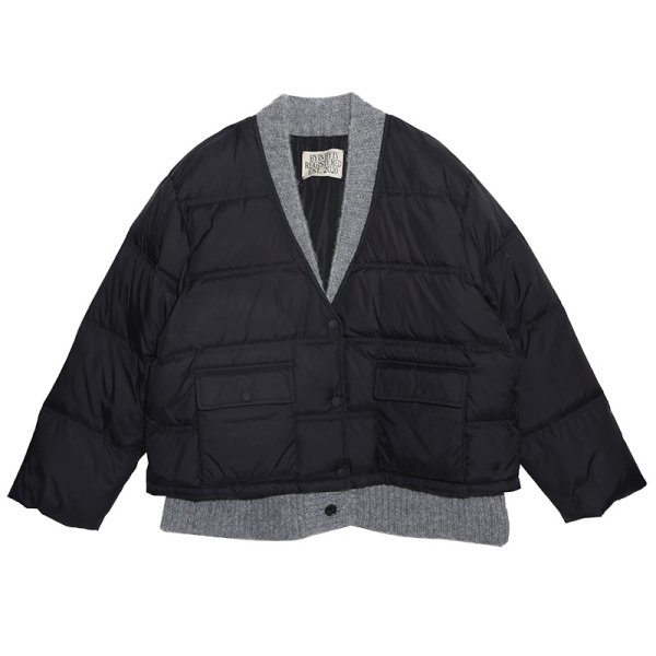 画像2: Women's V-neck design  jacket Coat outer  Vネックカラーダウン ジャケット コートアウター (2)