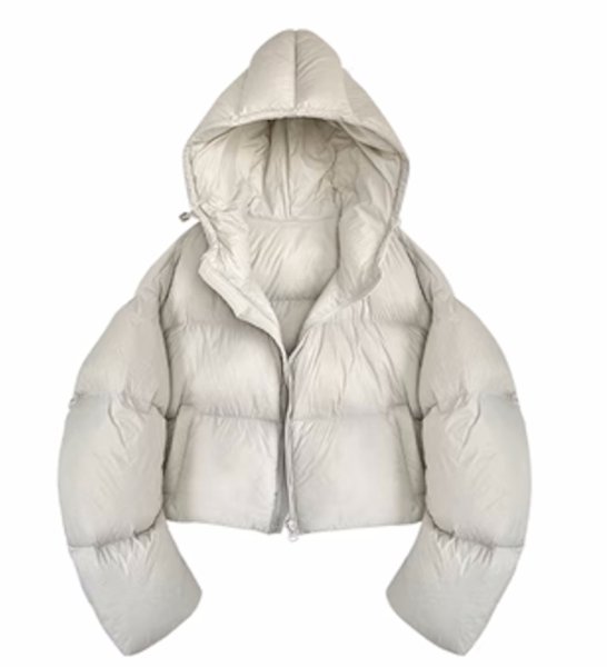 画像1: Women's short length down hoodie jacket   Coat outer  ショート丈ダウンフーディジャケット コートアウター (1)