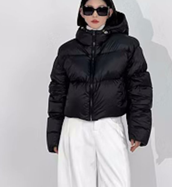 画像8: Women's short length down hoodie jacket   Coat outer  ショート丈ダウンフーディジャケット コートアウター (8)