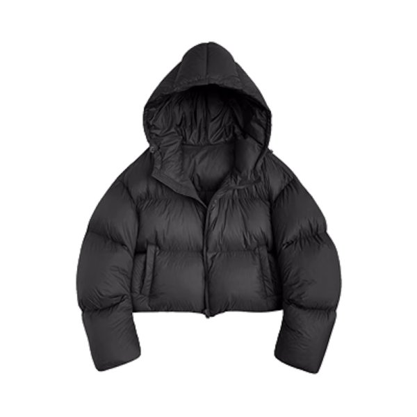 画像2: Women's short length down hoodie jacket   Coat outer  ショート丈ダウンフーディジャケット コートアウター (2)