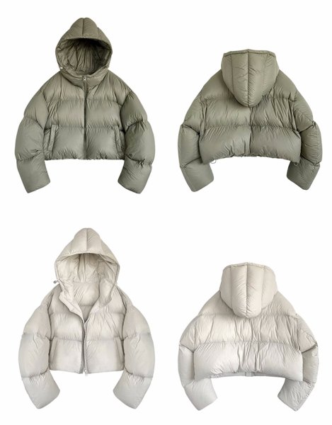 画像6: Women's short length down hoodie jacket   Coat outer  ショート丈ダウンフーディジャケット コートアウター (6)