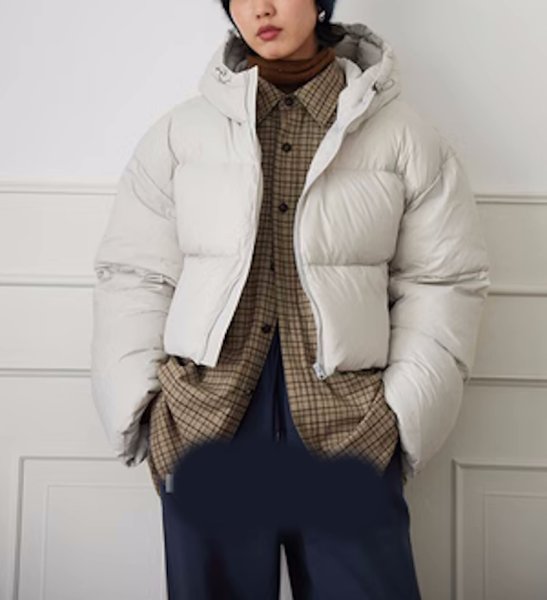 画像10: Women's short length down hoodie jacket   Coat outer  ショート丈ダウンフーディジャケット コートアウター (10)