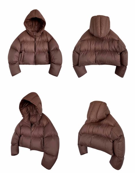 画像7: Women's short length down hoodie jacket   Coat outer  ショート丈ダウンフーディジャケット コートアウター (7)