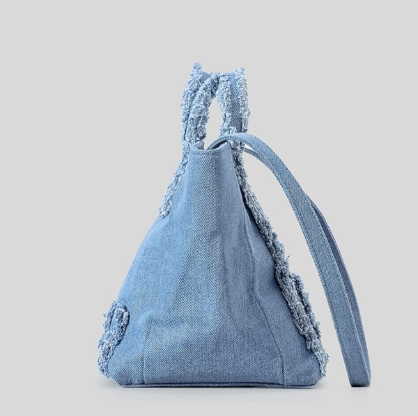 画像4: denim fringe tote shoulder  CROSSBODY BAG　男女兼用ユニセックスデニムフリンジトートショルダークロスボディバッグ (4)