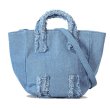 画像1: denim fringe tote shoulder  CROSSBODY BAG　男女兼用ユニセックスデニムフリンジトートショルダークロスボディバッグ (1)