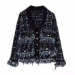 画像1: Women's V-neck tweed cardigan jacket coat outer Vネックツイード調カーディガンジャケットコートアウター (1)