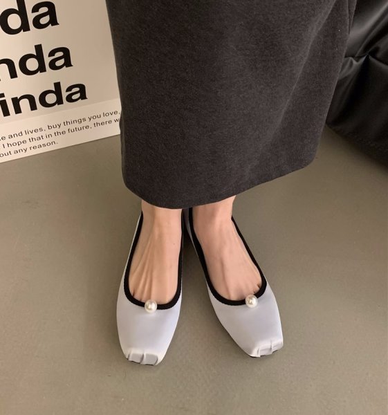 画像9: With one point pearl flat pumps ballet shoes　ワンポイントパール付き フラットパンプス バレーシューズ (9)