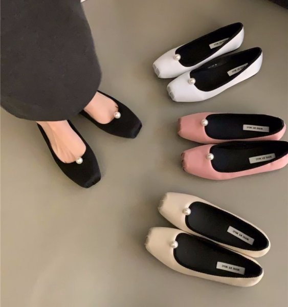 画像10: With one point pearl flat pumps ballet shoes　ワンポイントパール付き フラットパンプス バレーシューズ (10)