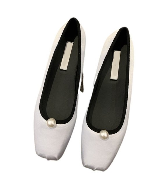画像2: With one point pearl flat pumps ballet shoes　ワンポイントパール付き フラットパンプス バレーシューズ (2)