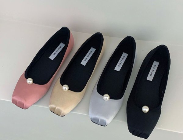 画像5: With one point pearl flat pumps ballet shoes　ワンポイントパール付き フラットパンプス バレーシューズ (5)
