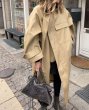 画像4: Women's Long Stand Collar Temperament Commuting Style Casual coat jacket 　ユニセックス男女兼用スタンドカラーウインドブレーカーロングコート (4)