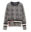 画像1: Women's black and white color houndstooth pattern sweater  Knitted 　ハンドトゥース千鳥格子パターン3デザインカーディガンタートルプルオーバーセーターニット (1)