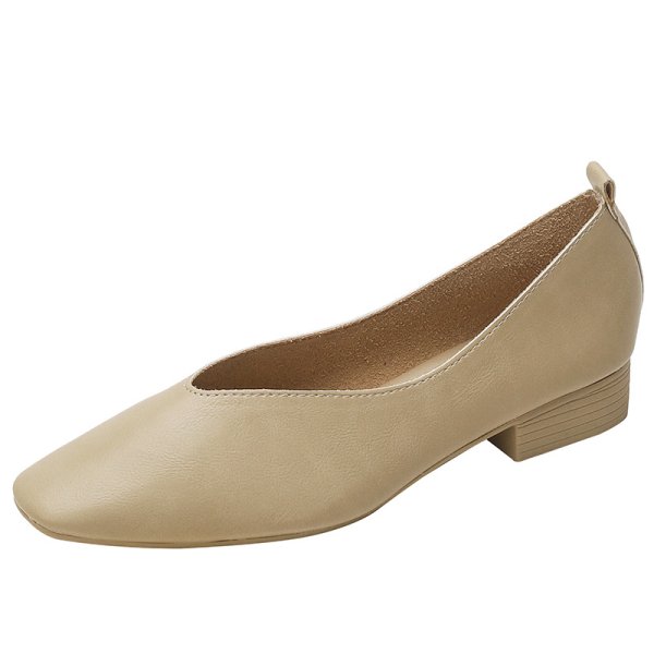画像1: Simple round toe leather pumps flat pumps shoes　フラットレザーベーシックパンプス バレーシューズ (1)