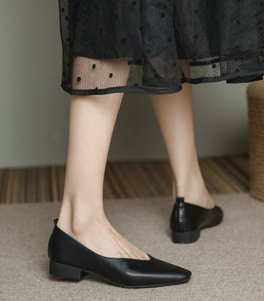 画像4: Simple round toe leather pumps flat pumps shoes　フラットレザーベーシックパンプス バレーシューズ (4)