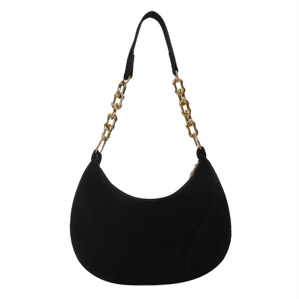 画像1: under arm crescent moon shoulder tote bag　男女兼用ユニセックスチェーンハンドルレザー三日月型クロワッサンアンダーアームショルダートートバッグ (1)