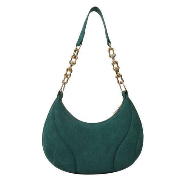 画像4: under arm crescent moon shoulder tote bag　男女兼用ユニセックスチェーンハンドルレザー三日月型クロワッサンアンダーアームショルダートートバッグ (4)