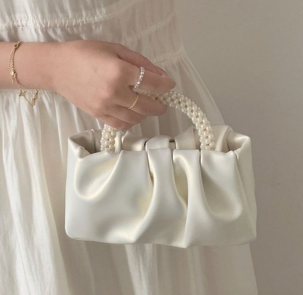 画像16: pearl handle leather under arm shoulder tote bag　男女兼用ユニセックスパールハンドルレザーアンダーアームショルダートートバッグ (16)