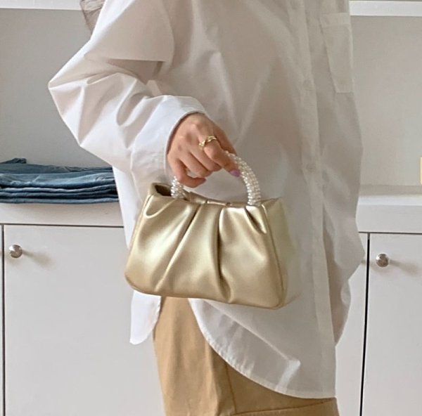 画像8: pearl handle leather under arm shoulder tote bag　男女兼用ユニセックスパールハンドルレザーアンダーアームショルダートートバッグ (8)