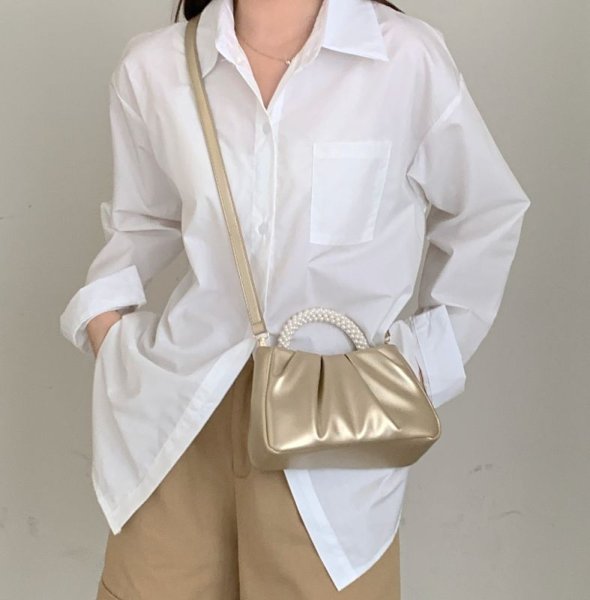 画像9: pearl handle leather under arm shoulder tote bag　男女兼用ユニセックスパールハンドルレザーアンダーアームショルダートートバッグ (9)