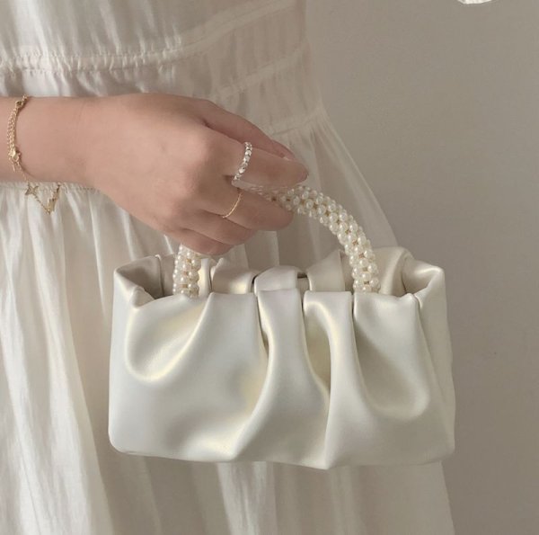 画像13: pearl handle leather under arm shoulder tote bag　男女兼用ユニセックスパールハンドルレザーアンダーアームショルダートートバッグ (13)