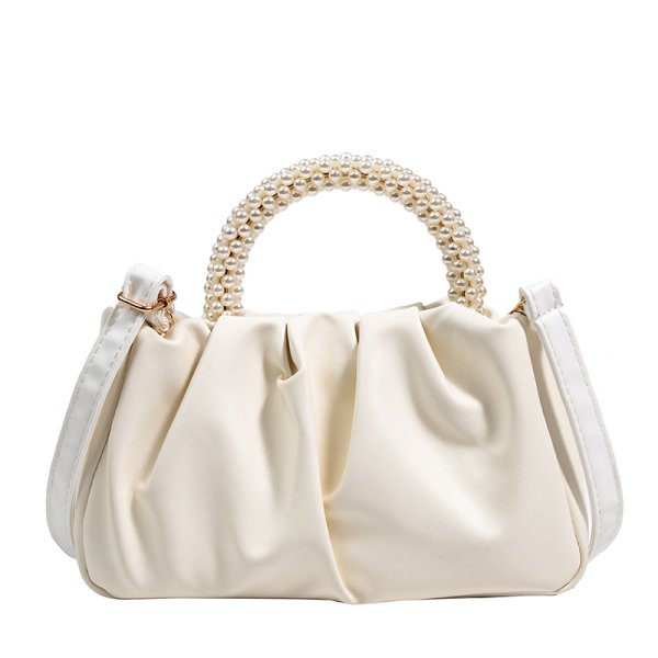 画像1: pearl handle leather under arm shoulder tote bag　男女兼用ユニセックスパールハンドルレザーアンダーアームショルダートートバッグ (1)