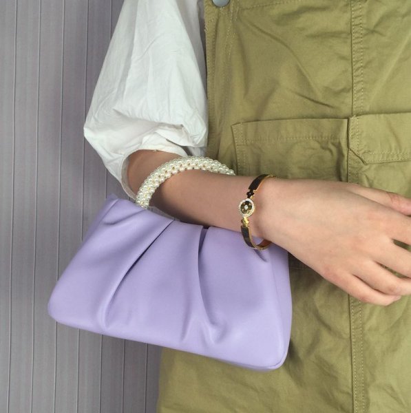 画像12: pearl handle leather under arm shoulder tote bag　男女兼用ユニセックスパールハンドルレザーアンダーアームショルダートートバッグ (12)