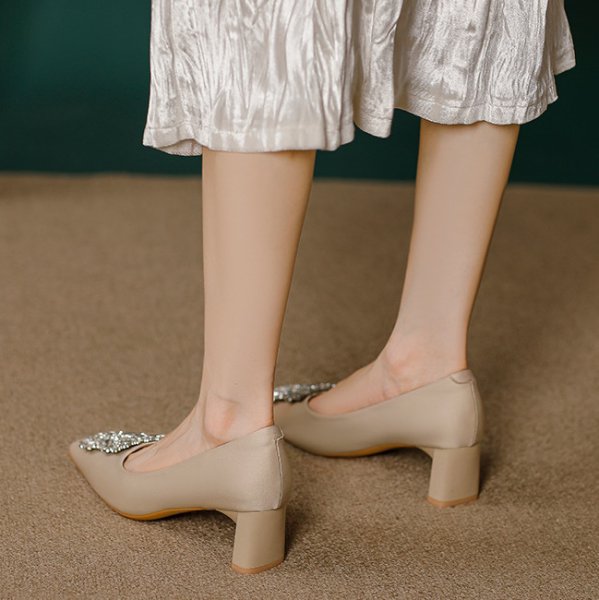 画像8: square toe high heels with crystals pumps shoes　クリスタル付きスクエアトゥハイヒールパンプス  (8)