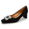 画像1: square toe high heels with crystals pumps shoes　クリスタル付きスクエアトゥハイヒールパンプス  (1)
