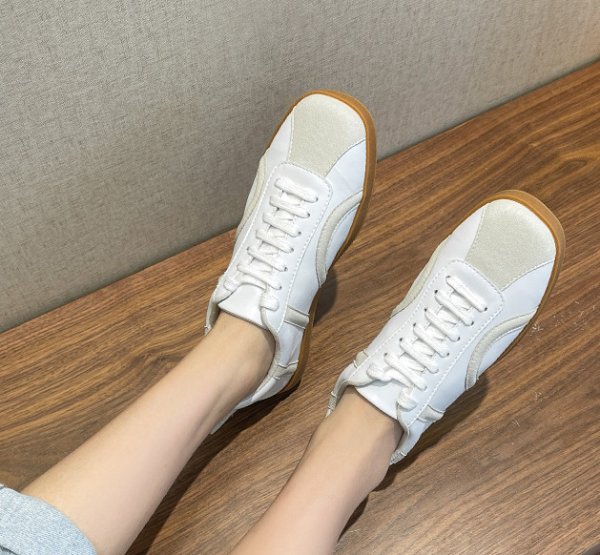 画像3: Square Toe Flat lace up leather sneakers　男女兼用ユニセックススクエアトゥレースアップレザースニーカー (3)