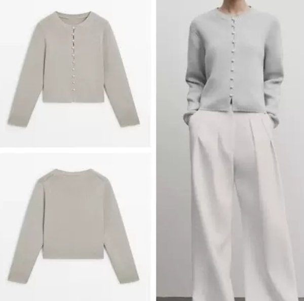 画像1: Women's Versatile Button Short Round Neck Knitted Cardigan sweater 　ファッションボタンショート丈ラウンドネックカーディガンセーターニット (1)