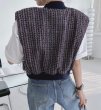 画像6: Women's V-neck letter patch design loose casual versatile sleeveless vest jacket　ツイードレターエンブレムVネックベストジレ (6)