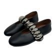 画像1: metal buckle round toe buckle slip-on  flat pumps shoes　メタルベルト付き フラットレザーパンプス バレーシューズ (1)