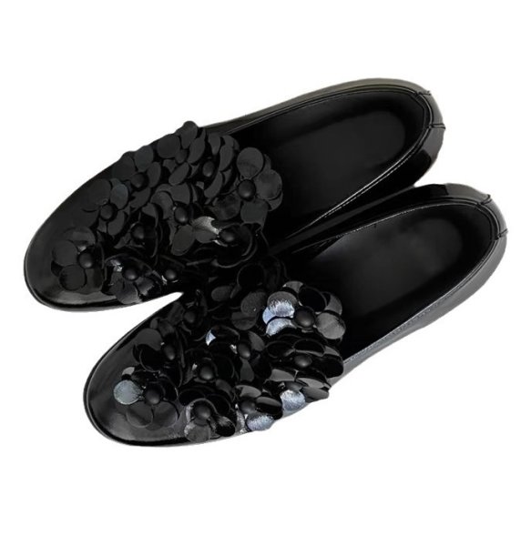 画像3: flower leather flat pumps ballerina shoes slip-on shoes　フラワー フラットレザーパンプス バレーシューズ (3)