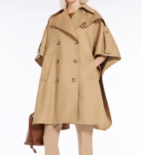 画像1: Women's Double-breasted Slim Medium Long Shawl Cape coat jacket 　ダブルブレストミディアムロングショールケープコート (1)