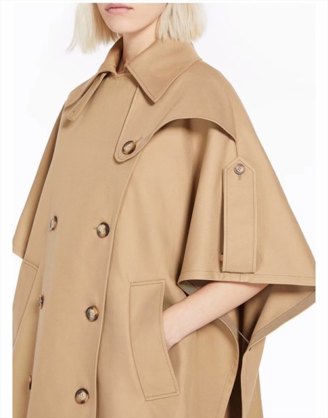 画像3: Women's Double-breasted Slim Medium Long Shawl Cape coat jacket 　ダブルブレストミディアムロングショールケープコート (3)