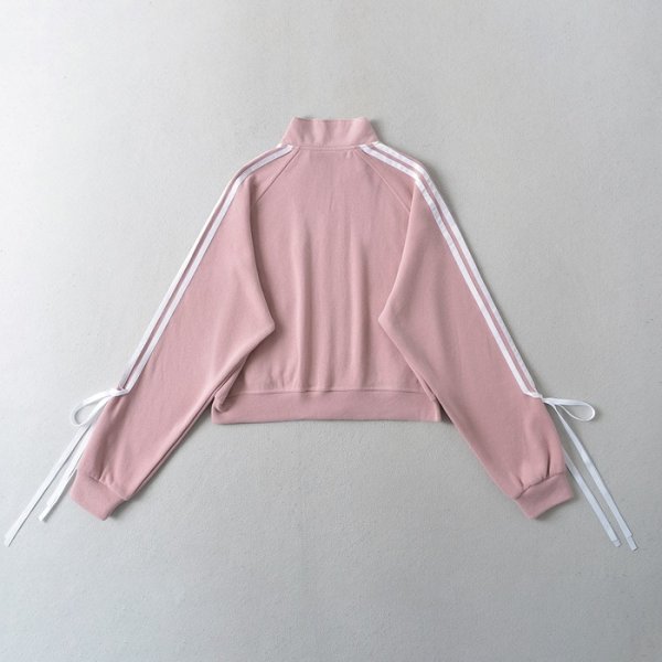 画像7: side drawstring bow stand-up collar sweatshirt　サイドリボンライン付きスタンドカラースウェットジャケット (7)