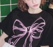 画像4: BIG RIBBON LINE T SHIRT　男女兼用ユニセックスビッグリボンプリント半袖Tシャツ  (4)