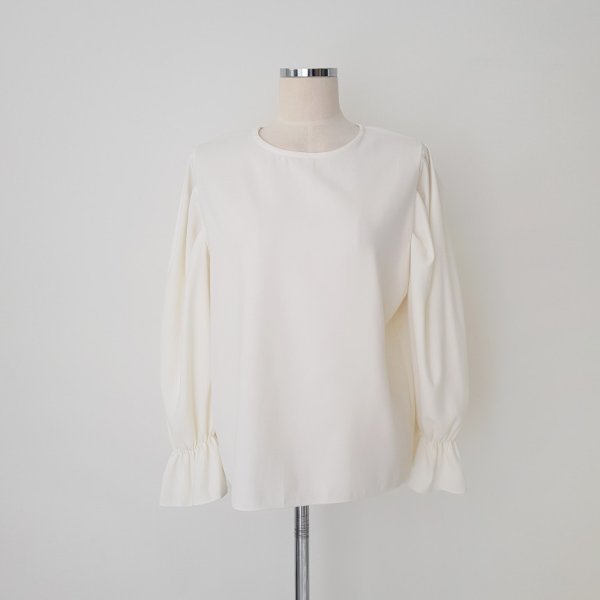 画像4: Women's round neck versatile pullover bell sleeve top blouse long sleeve shirt blouse 　ラウンドネック ベルスリーブ 長袖シャツブラウス (4)