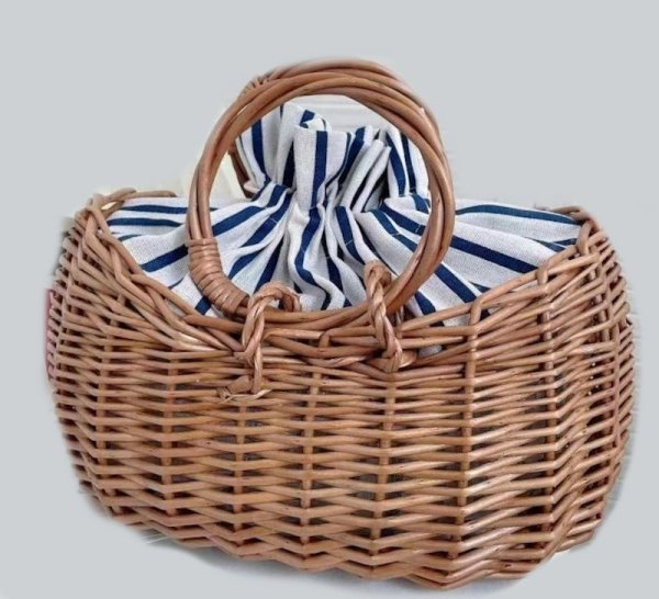 画像1: new style French retro woven rattan tote bag　フレンチニュースタイルかご籠トートバッグ (1)