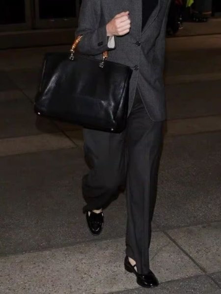 画像7: bamboo handle leather tote bag　男女兼用ユニセックスバンブーハンドルレザートートバッグ (7)