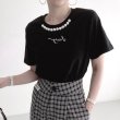 画像3: with pearl round neck t-shirt　ユニセックスパール付き半袖Tシャツ  (3)