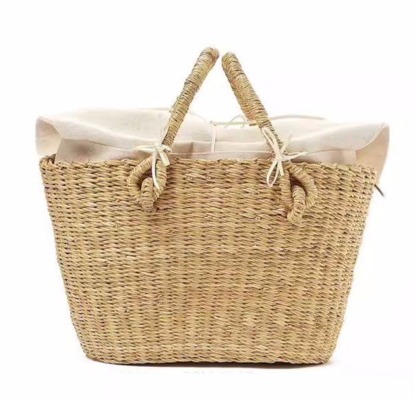 画像1: large capacity basket woven rattan tote bag　フレンチスタイルラージキャパシティーニュースタイルかご籠トートバッグ (1)
