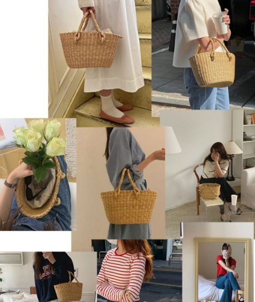 画像6: large capacity basket woven rattan tote bag　フレンチスタイルラージキャパシティーニュースタイルかご籠トートバッグ (6)