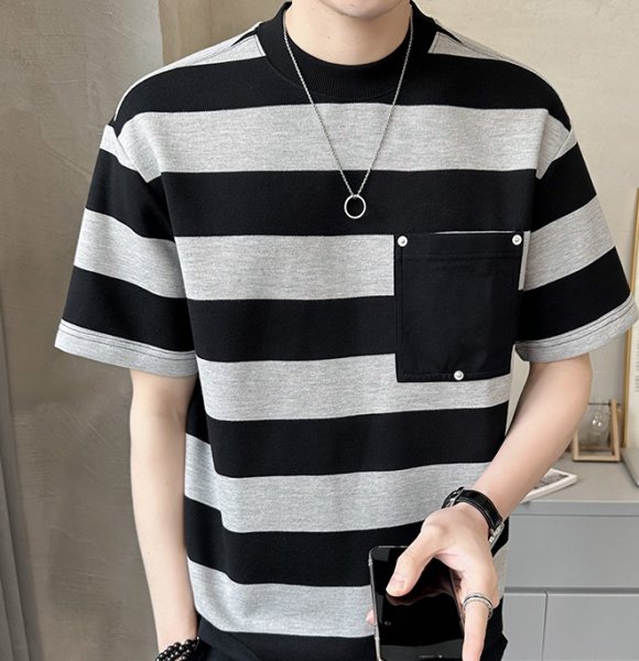 画像2: Pocket point border short sleeve T-shirt  ポケットポイントボーダースタライプ半袖Tシャツトップス (2)