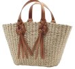 画像1: Braided leather handle basket tote bag　編み込みレザーハンドル籠かごトートバッグ (1)
