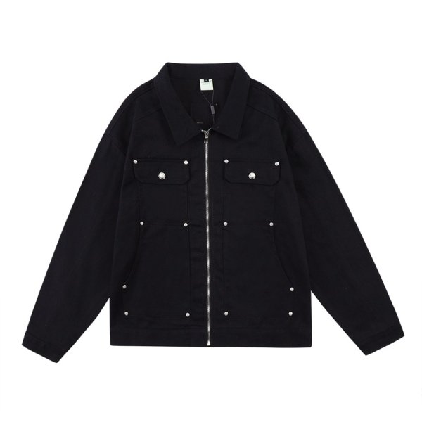 画像1: Patch Denim Zipper jacket G ean coat　ユニセックス男女兼用スタッズデニムジップアップジャケットGジャンブルゾンスタジャン (1)