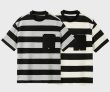 画像1: Pocket point border short sleeve T-shirt  ポケットポイントボーダースタライプ半袖Tシャツトップス (1)