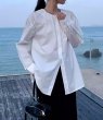 画像9: Women's  round neck lazy style pleated long sleeve shirt blouse 　ミドル丈 ラウンドネック プリーツ 長袖シャツブラウス (9)