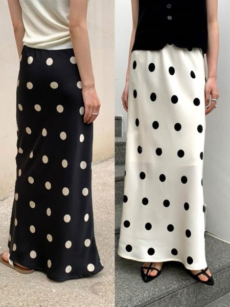 画像10: Women's  A-line dot pattern long maxi length　ドット柄Aラインロングマキシ丈スカート (10)