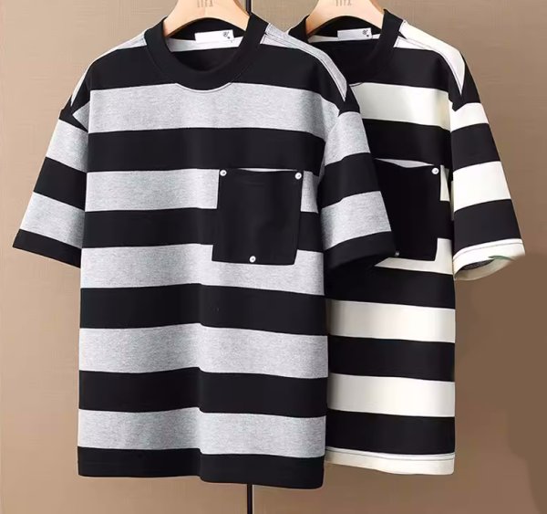 画像7: Pocket point border short sleeve T-shirt  ポケットポイントボーダースタライプ半袖Tシャツトップス (7)